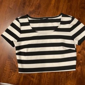 Black and white striped crop top